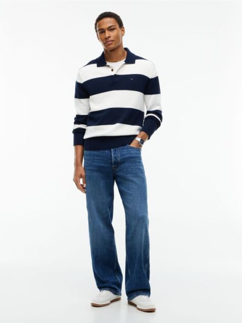 Multi Tommy Flag Slim Polo Jumper  Men