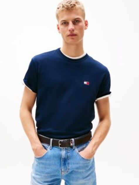 Blue Tommy Badge Crew Neck T-Shirt  Men