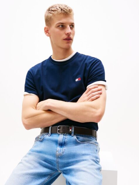 Blue Tommy Badge Crew Neck T-Shirt  Men