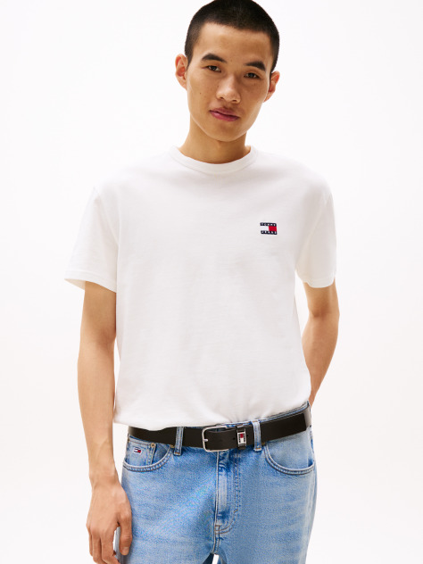 Beige Tommy Badge Crew Neck T-Shirt  Men