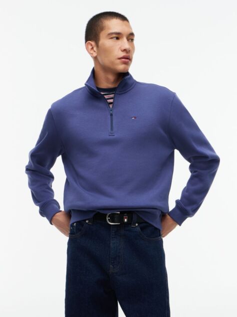 Blue Tommy Flag Quarter-Zip Sweatshirt  Men