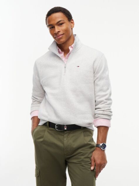 Grey Tommy Flag Quarter-Zip Sweatshirt  Men