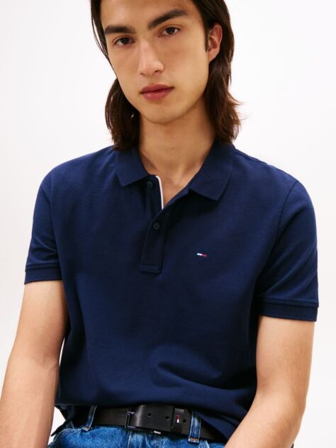 Blue Flag Patch Slim Fit Polo Shirt  Men
