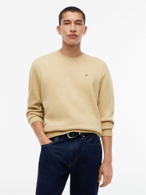 Beige Regular Sweatshirt Flag Crew Neck  Men