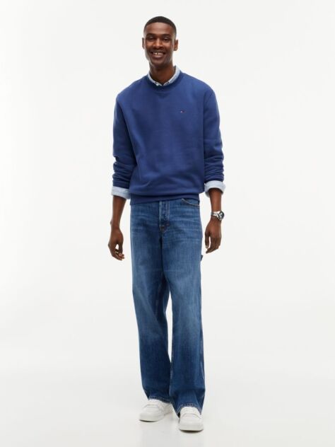 Blue Regular Sweatshirt Flag Crew Neck  Men