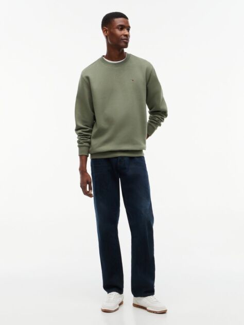 Green Regular Sweatshirt Flag Crew Neck  Men