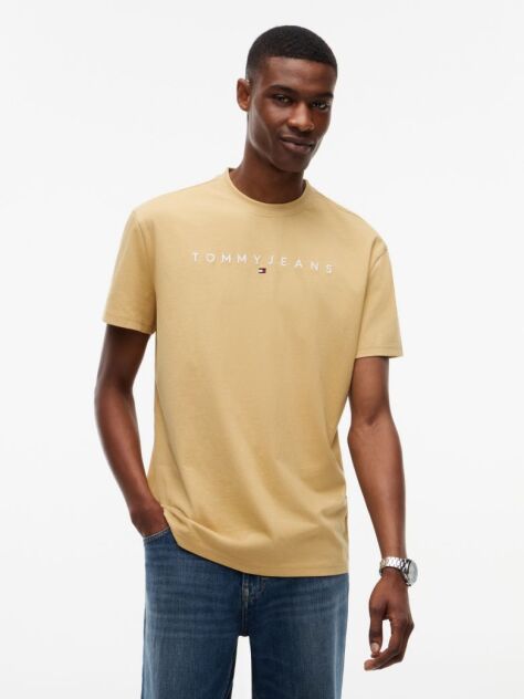 Μπεζ T-Shirt Σε Κανονική Γραμμή Με Κεντητό Λογότυπο  Άνδρες