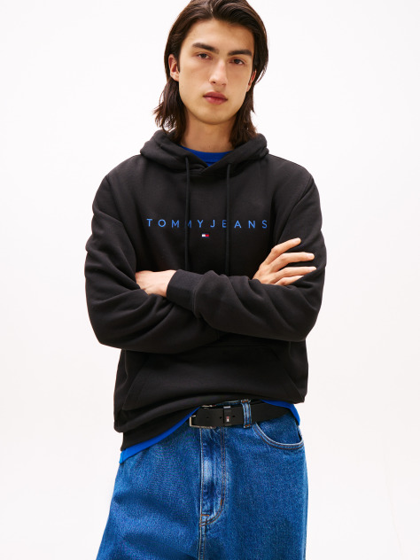 Μαύρο Hoody Σε Κανονική Γραμμή Με Λογότυπο  Άνδρες