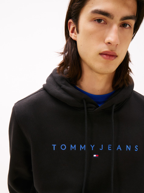 Μαύρο Hoody Σε Κανονική Γραμμή Με Λογότυπο  Άνδρες