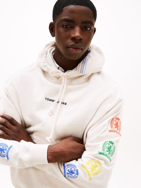 Άσπρο Άνετο Hoody Με Γραφικό Σχέδιο  Άνδρες