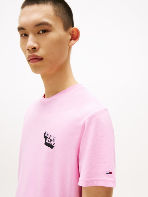 Pink Stack Logo Slim T-Shirt  Men