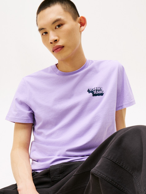 Purple Stack Logo Slim T-Shirt  Men