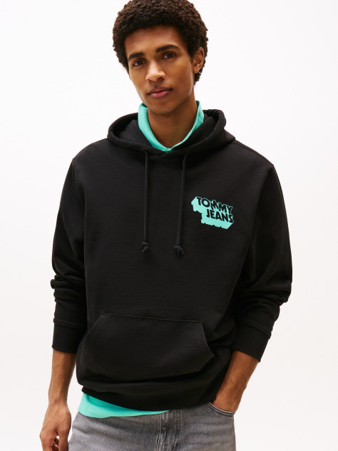 Μαύρο Hoody Με Φινίρισμα Και Λογότυπο Στο Πίσω Μέρος  Άνδρες