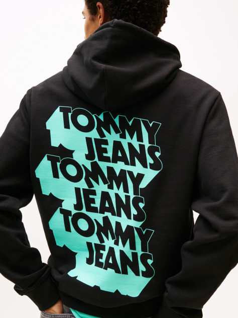 Μαύρο Hoody Με Φινίρισμα Και Λογότυπο Στο Πίσω Μέρος  Άνδρες