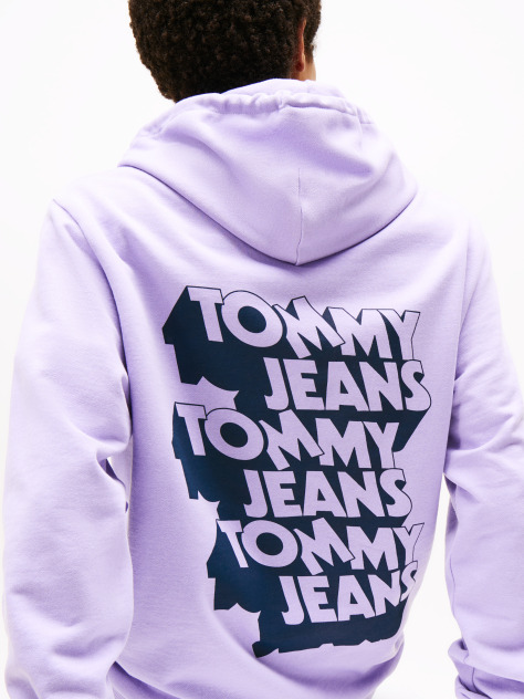 Purple Stack Logo Back Graphic Hoody  Men