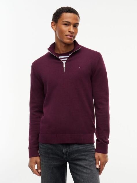 Purple Tommy Flag Lightweight Slim Quarter-Zip Jumper  Men