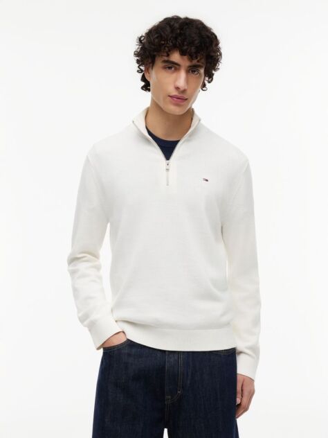 White Tommy Flag Lightweight Slim Quarter-Zip Jumper  Men