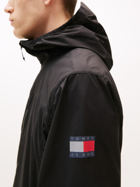Black Water Resistant Slim Windbreaker  Men