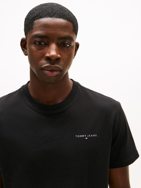 Black Linear Logo Slim Crew Neck T-Shirt  Men