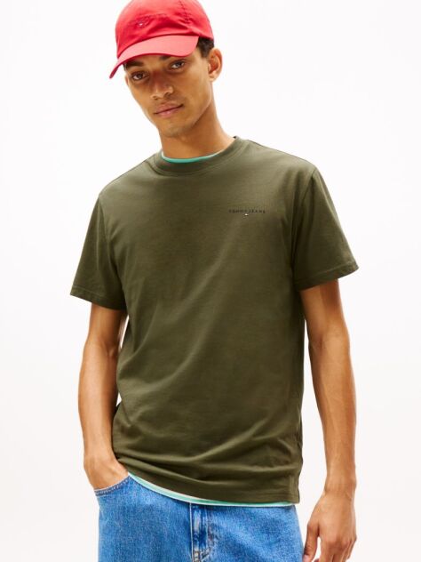 Green Linear Logo Slim Crew Neck T-Shirt  Men