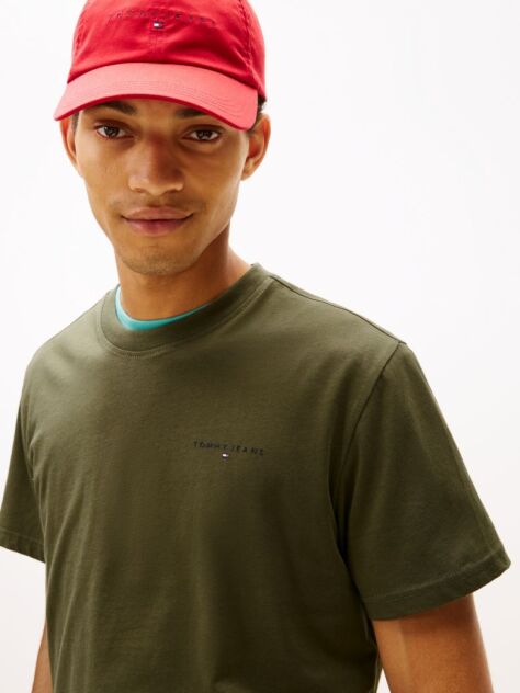 Green Linear Logo Slim Crew Neck T-Shirt  Men