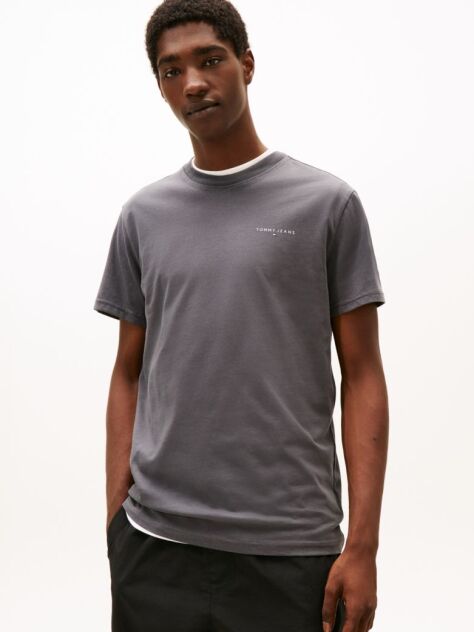 Black Linear Logo Slim Crew Neck T-Shirt  Men