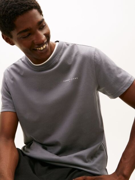 Black Linear Logo Slim Crew Neck T-Shirt  Men