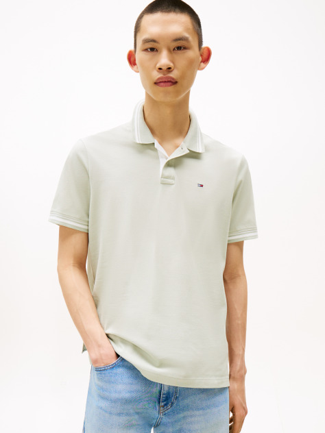 Green Tipped Regular Fit Polo Shirt  Men
