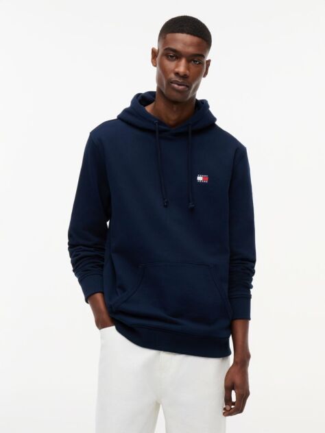 Blue Tommy Badge Brushed Terry Hoody  Men