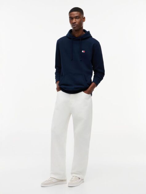 Blue Tommy Badge Brushed Terry Hoody  Men