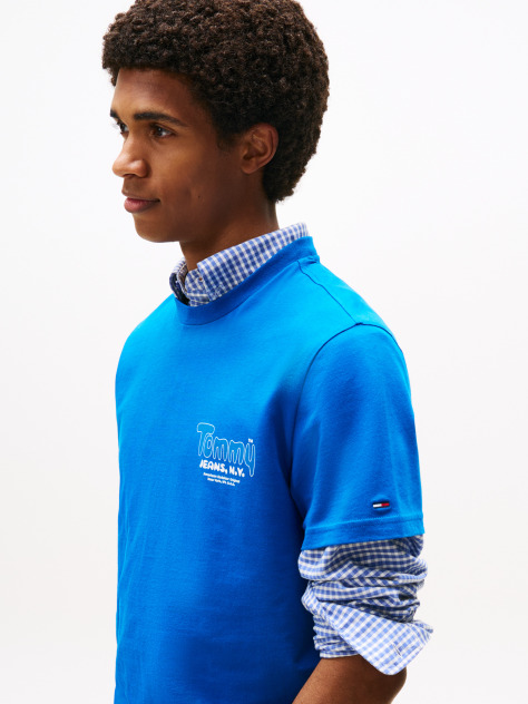 Blue Logo Slim Crew Neck T-Shirt  Men