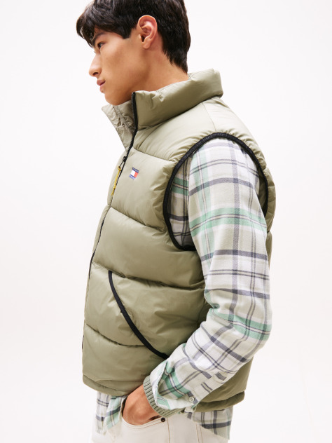Green Crinkle Water Repellent Relaxed Puffer Gilet  Men