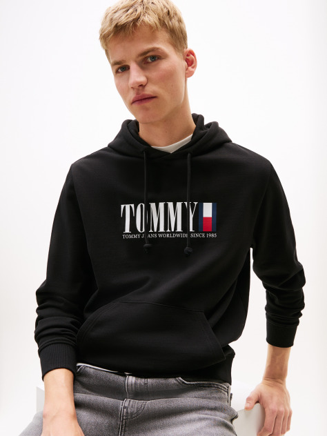 Black Logo Regular Hoody  Men