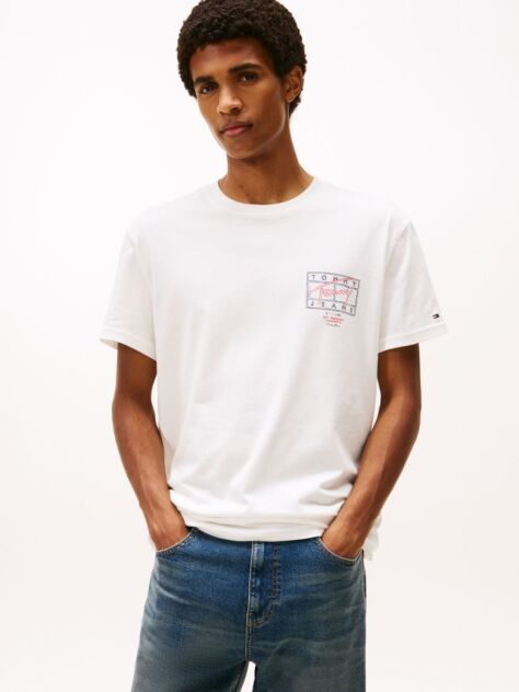 Beige Signature Back Logo Crew Neck T-Shirt  Men