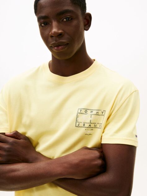 Yellow Signature Back Logo Crew Neck T-Shirt  Men