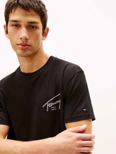 Μαύρο T-Shirt Με Κλασική Λαιμόκοψη Και Signature Πίσω Λογότυπο  Άνδρες