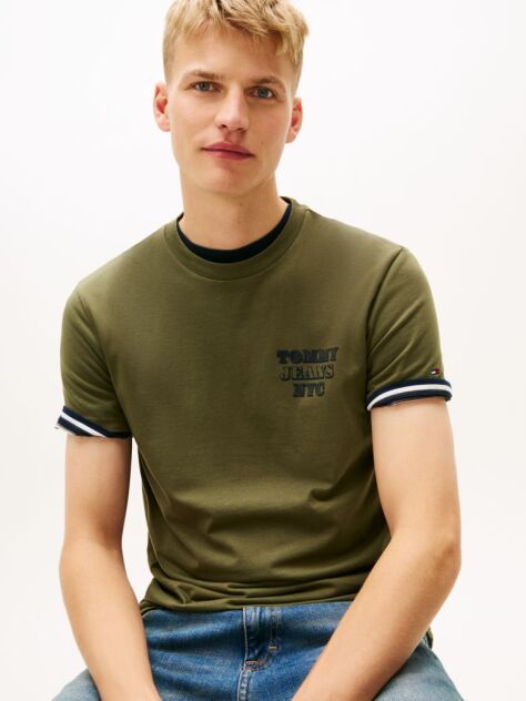 Green Varsity Logo Slim T-Shirt  Men