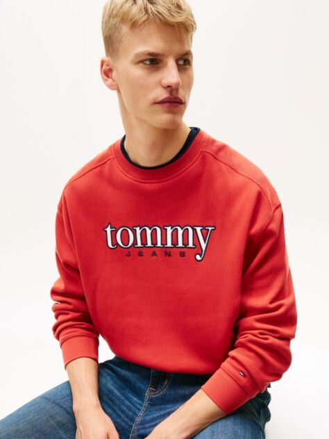 Red 90s Logo Appliqué Fleece Sweatshirt  Men