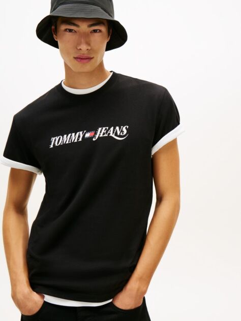 Black Logo Crew Neck Jersey T-Shirt  Men