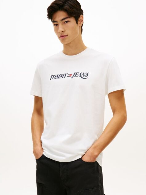 White Logo Crew Neck Jersey T-Shirt  Men