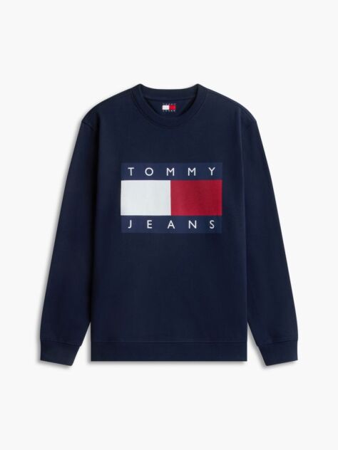 Blue Regular Tonal Flag Crew Neck Sweatshirt  Men
