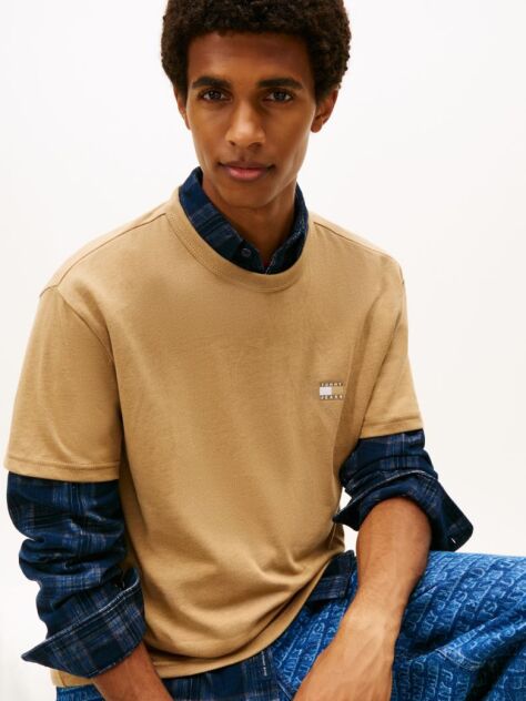 Beige Tonal Tommy Badge Jersey T-Shirt  Men
