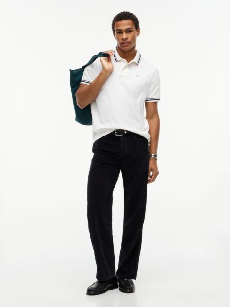White Tommy Flag Regular Fit Tipped Polo Shirt  Men