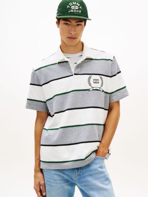 Multi Relaxed Fit Rugby Stripe Embroidery Polo Shirt  Men