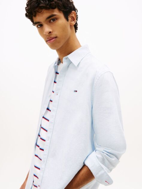 Blue Regular Fit Linen Blend Shirt  Men