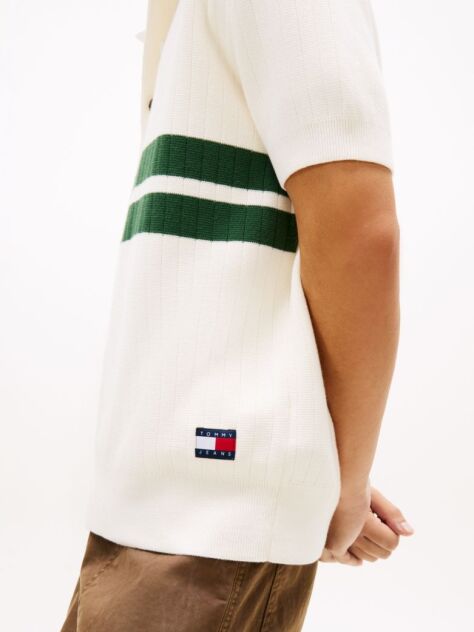 Beige Tommy Badge Regular Fit Knit Polo Shirt  Men