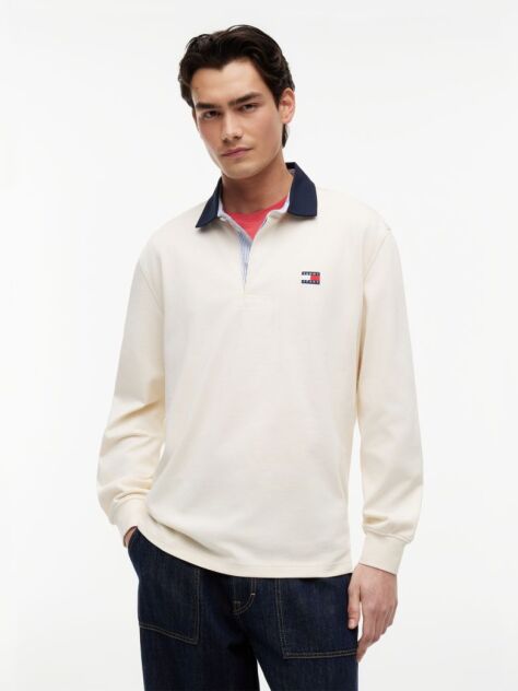 Beige Tommy Badge Relaxed Rugby Shirt  Men