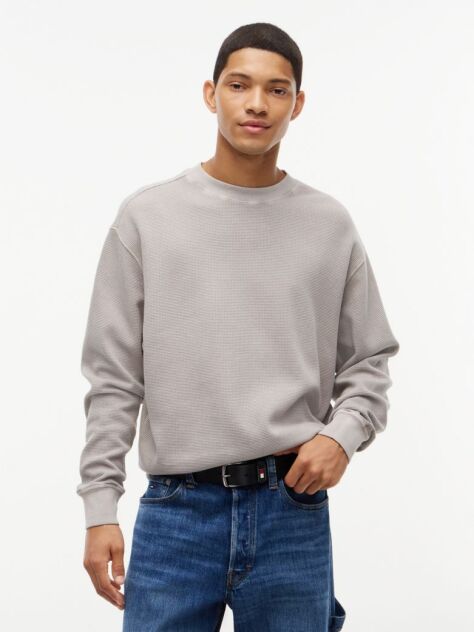 Brown Waffle Knit Relaxed Jumper  Men