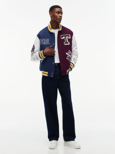 Multi Wool Blend Letterman Varsity Jacket  Men