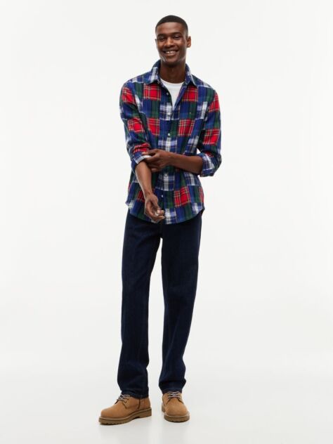 Multi Regular Fit Patchwork Check Shirt  Men